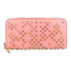 Christian Louboutin Panettone Spike Leather Zippy Around Long Wallet #1243